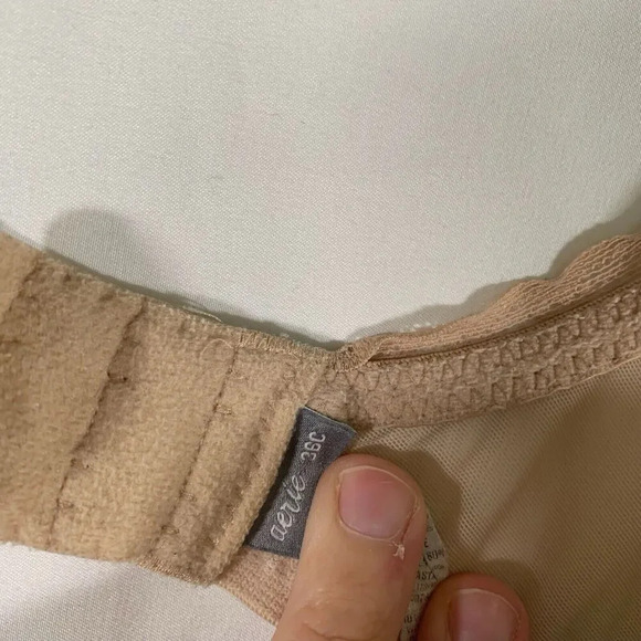 Aerie Bra Women's 36C Nude Padded Wired Sheer Strap Hook Eye Plunge - Picture 5 of 10